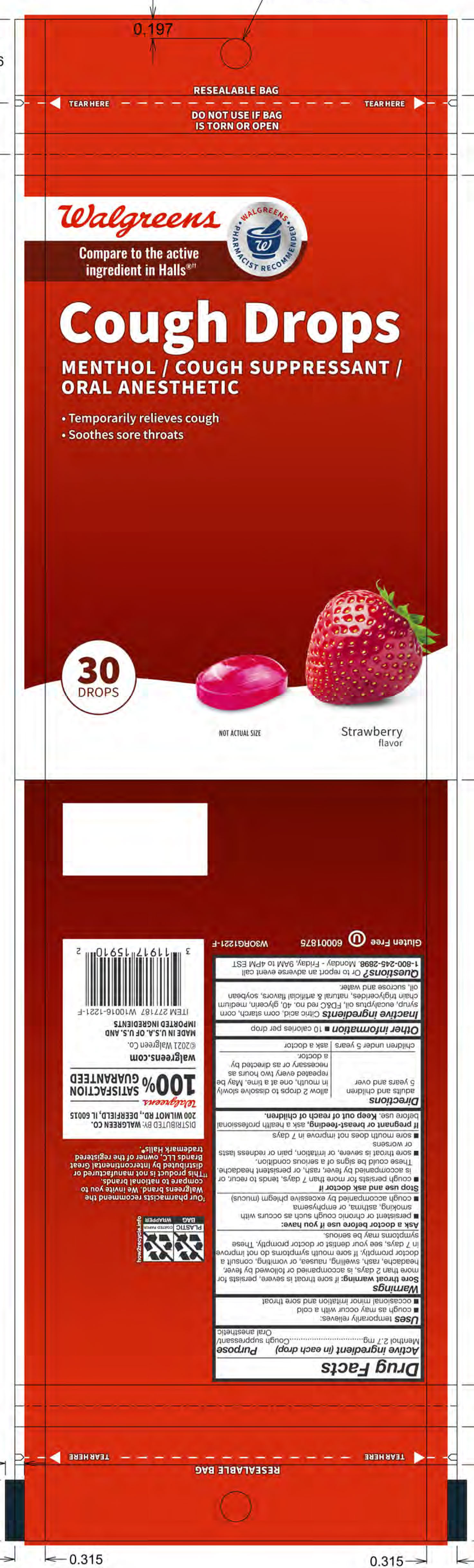 Walgreens Strawberry 30ct Cough Drops