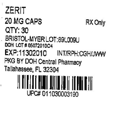 Zerit 20 mg Label