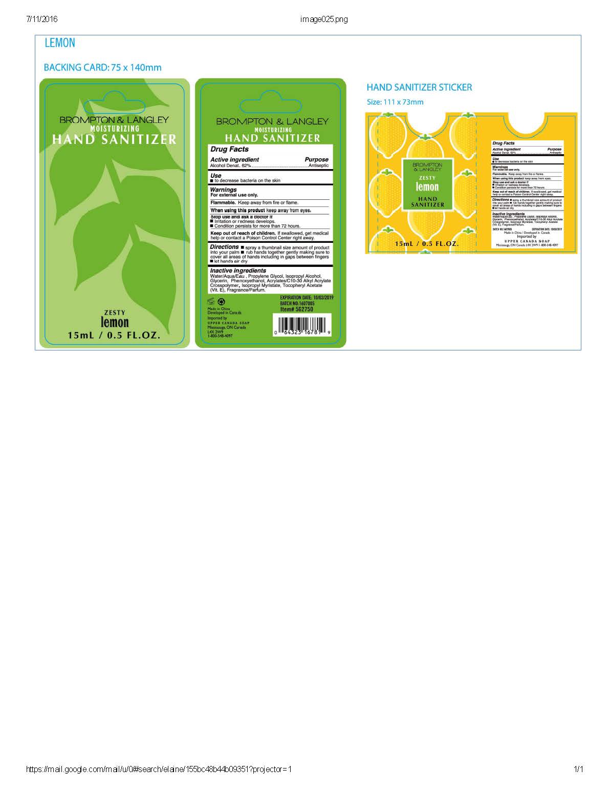 Brompton And Langley Zesty Lemon Hand Sanitizer Zesty Lemon | Alcohol Denat Gel while Breastfeeding