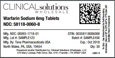 Warfarin 6mg tablet 30 count blister card