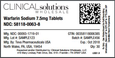 Warfarin 7.5mg tablet 30 count blister card