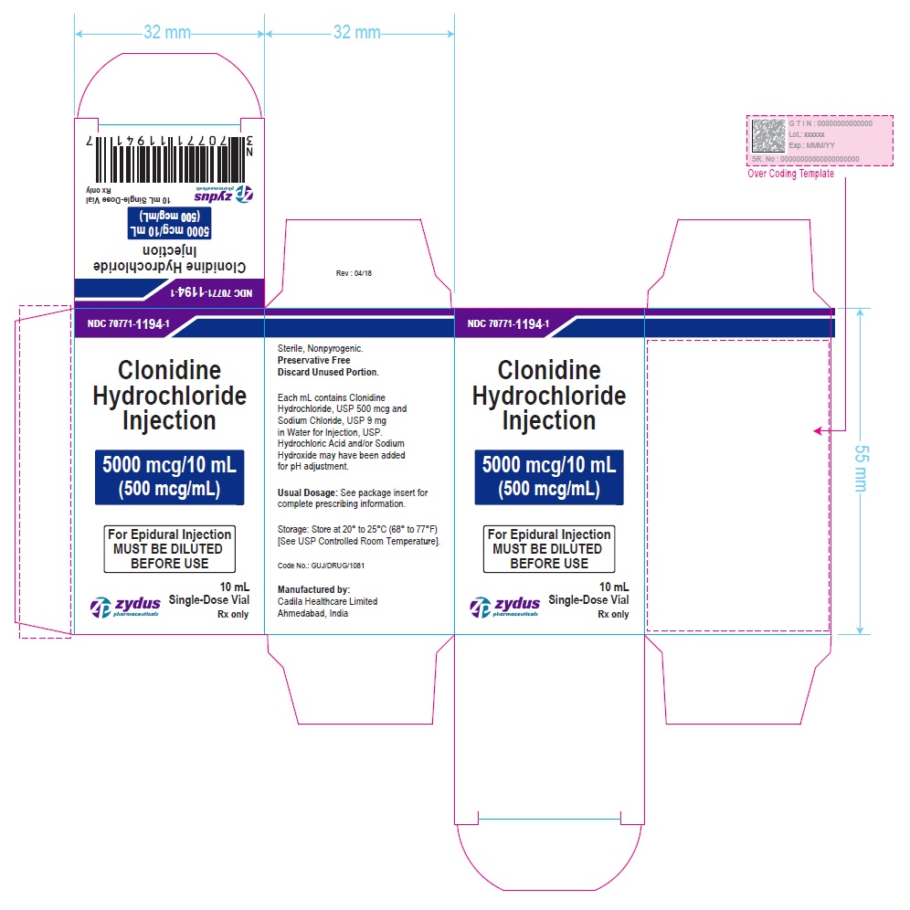 Clonidine Hydrochloride Injection 0.5 mg/mL, Carton Label