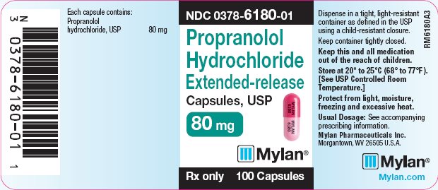 Propranolol Hydrochloride Extended-release Capsules, USP 80 mg Bottle Label