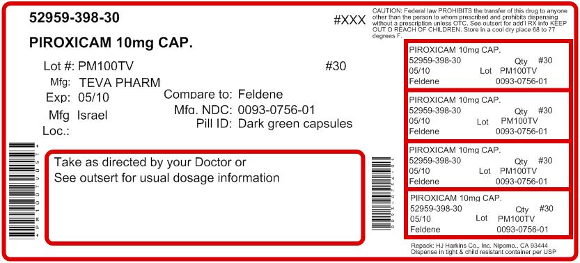 Piroxicam Capsules USP 10 mg 100s Label