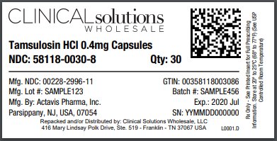 Tamsulosin HCl 0.4mg capsules 30 count blister card