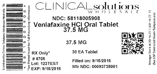 Venlafaxine 37.5mg 30 count blister cards label