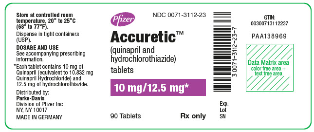 PRINCIPAL DISPLAY PANEL - 10 mg/12.5 mg Tablet Bottle Label - NDC 0071-3112-23