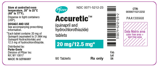 PRINCIPAL DISPLAY PANEL - 20 mg/12.5 mg Tablet Bottle Label - NDC 0071-5212-23