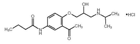 The following structural formula for Acebutolol HCl, USP is a selective, hydrophilic beta-adrenoreceptor blocking agent with mild intrinsic sympathomimetic activity for use in treating patients with h