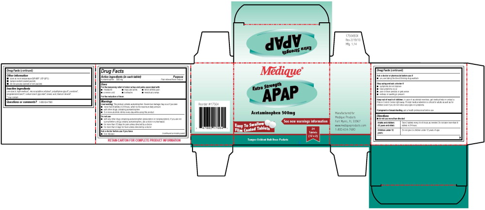 175R Medique APAP XS 500 mg Label
