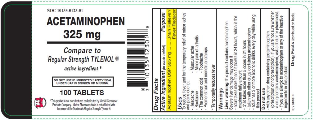 PRINCIPAL DISPLAY PANEL
NDC 10135-0123-01
Acetaminophen
325 mg
100 TABLETS
