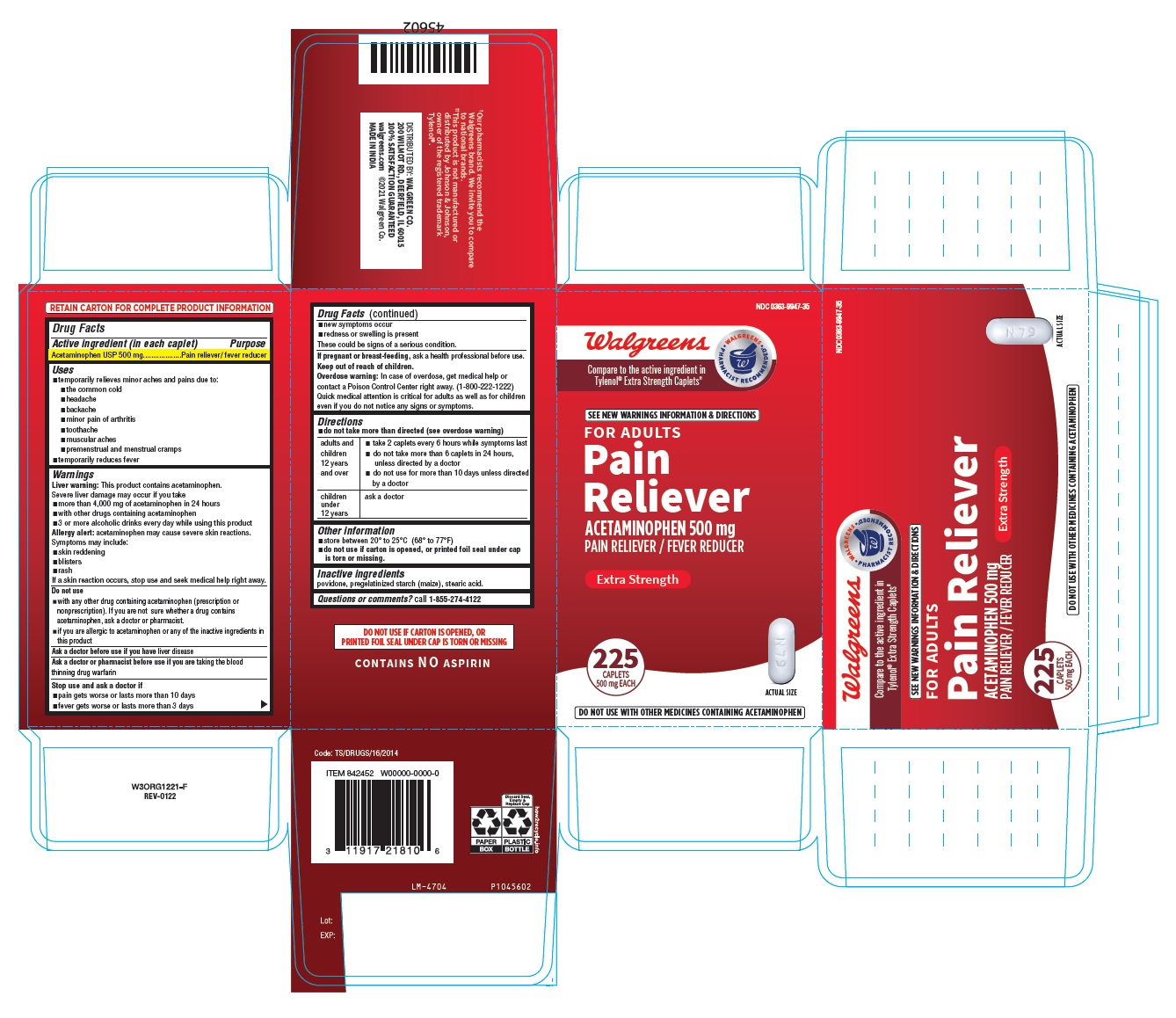 PACKAGE LABEL-PRINCIPAL DISPLAY PANEL 500 mg (225 Caplets Carton Label)