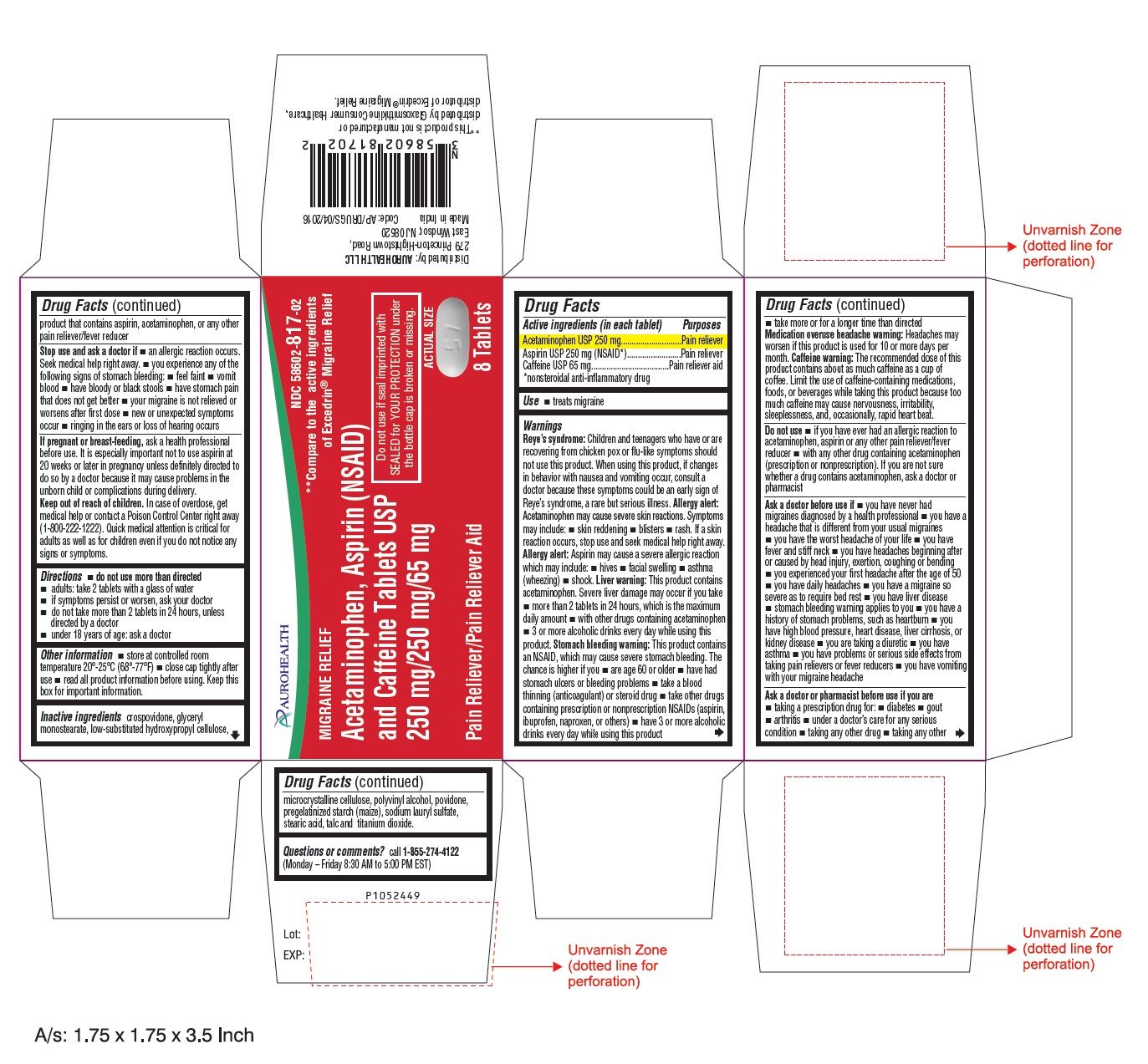 PACKAGE LABEL-PRINCIPAL DISPLAY PANEL - 250 mg/250 mg/65 mg Container Carton Label - 8 Tablets