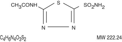 The structural formula of Acetazolamide.