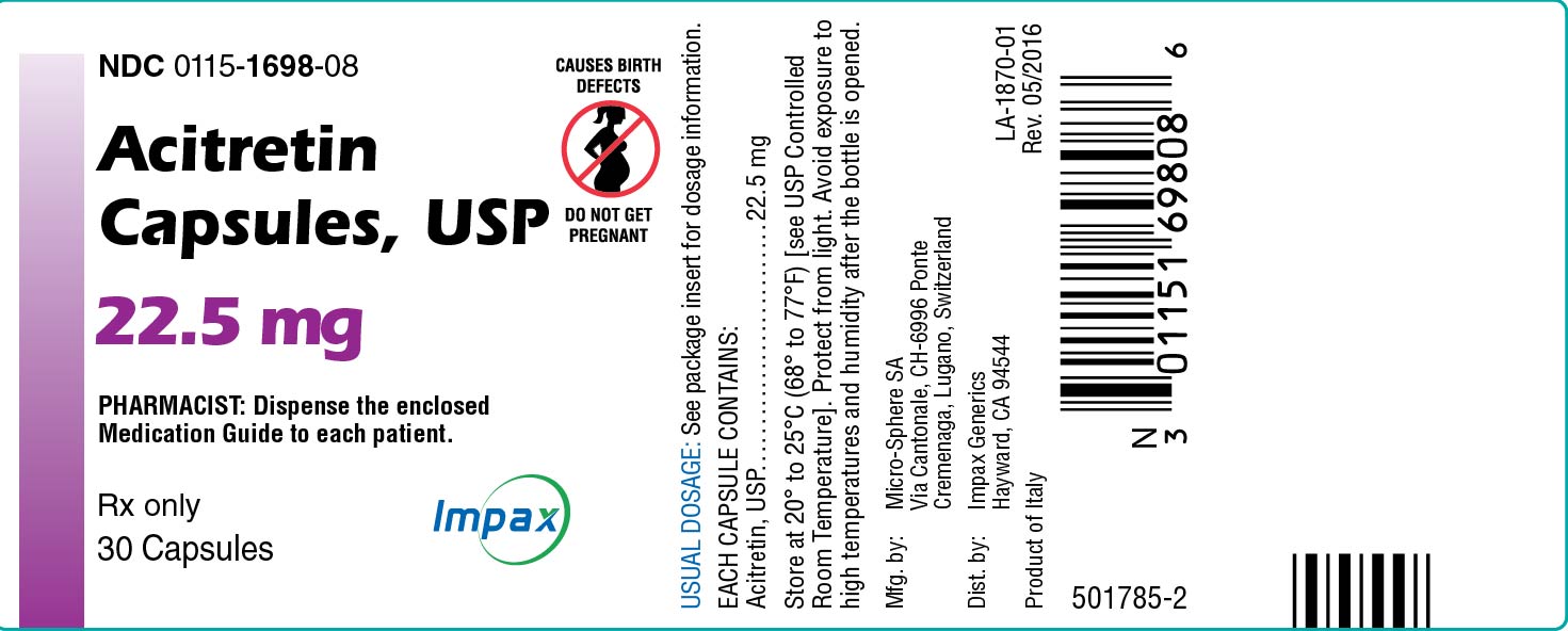 Acitretin Capsules, USP 22.5 mg