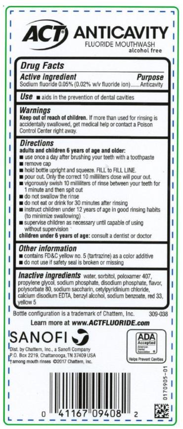 PRINCIPAL DISPLAY PANEL
#1 DENTIST RECOMMENDED 
FLUORIDE BRAND
ACT
Anitcavity
Fluoride Mouthwash
alcohol free
CINNAMON
18 fl. oz. (532 mL)
