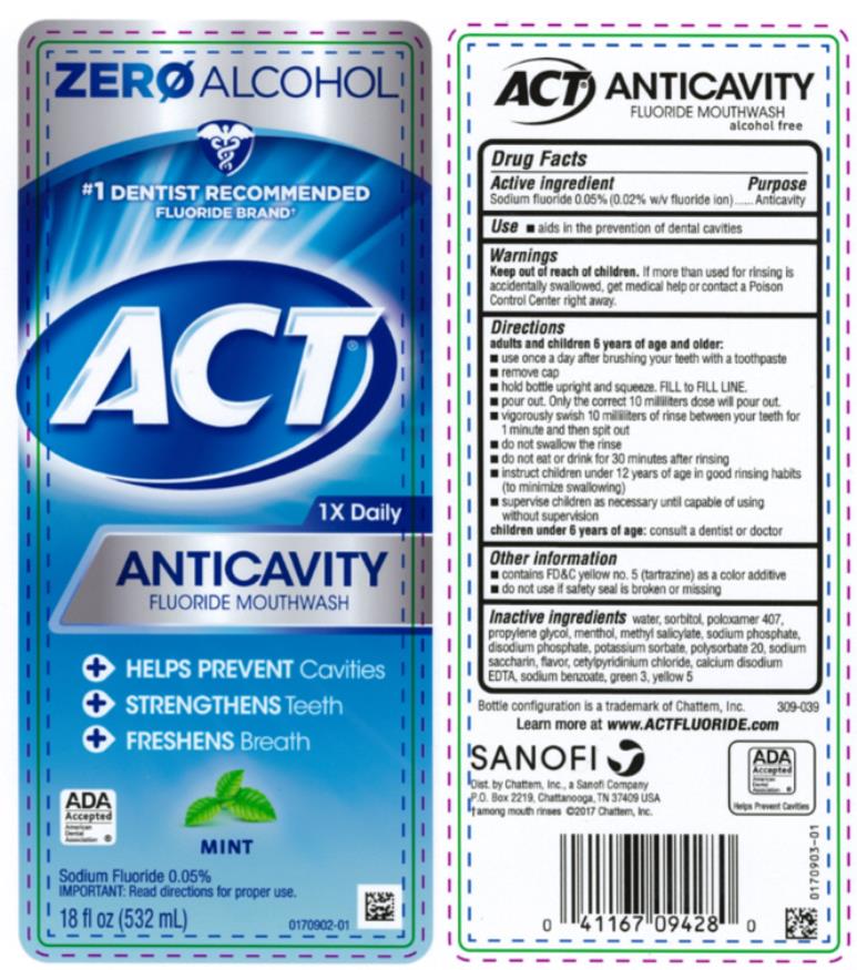 ZERO ALCOHOL
#1 DENTIST RECOMMENDED
FLUORIDE BRAND
ACT
1X Daily
ANTICAVITY
FLUORIDE MOUTHWASH
MINT
18 fl oz (532 mL)
