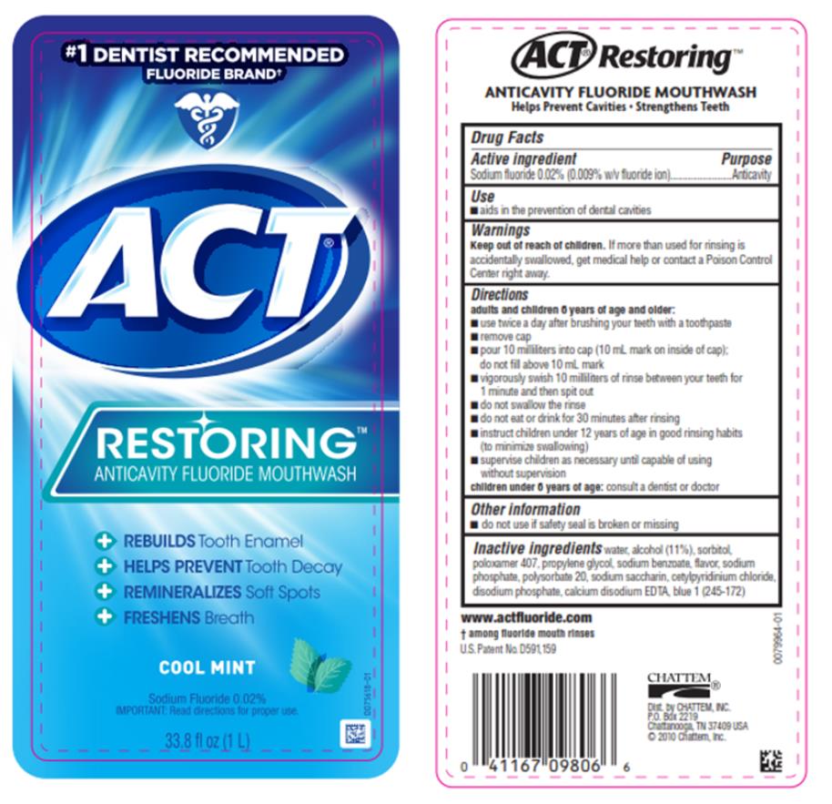 #1 DENTIST RECOMMENDED
FLUORIDE BRAND
RESTORING
Anticavity Fluoride Mouthwash
Cool Mint
33.8 fl oz. (1 L)
