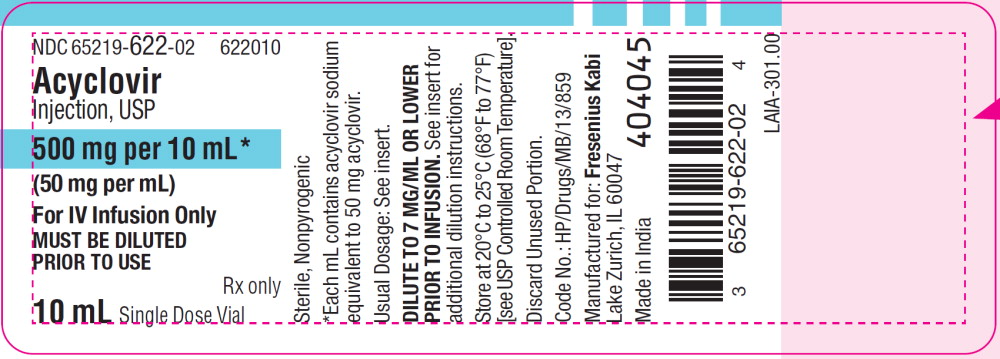 PACKAGE LABEL - PRINCIPAL DISPLAY - Acyclovir 10 mL Single Dose Vial Label
