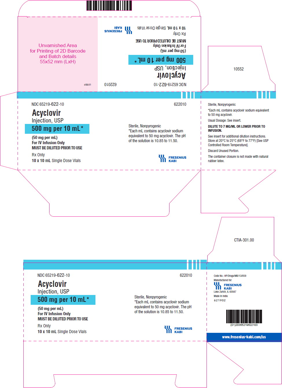 PACKAGE LABEL - PRINCIPAL DISPLAY - Acyclovir 10 mL Single Dose Vial Tray Label
