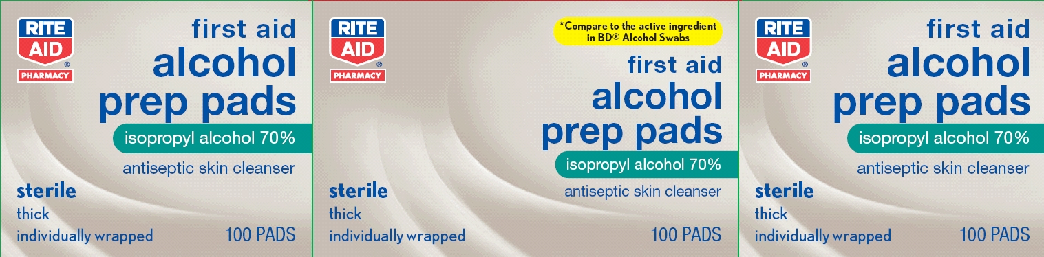 Rite Aid first aid alcohol swabs box - Principal display panel