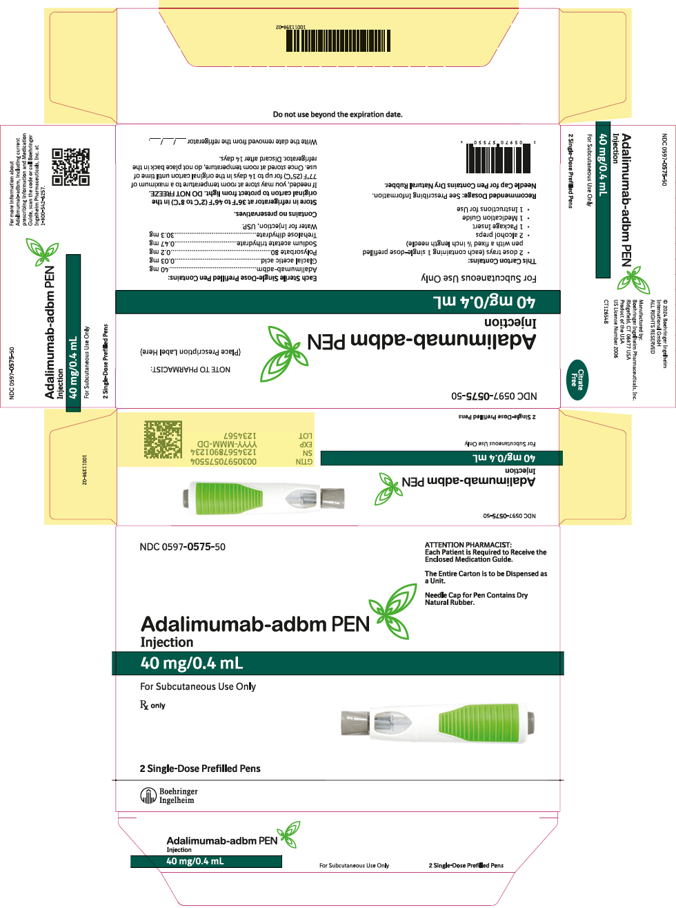 PRINCIPAL DISPLAY PANEL - 40 mg/0.4 mL Kit Carton - NDC 0597-0575-50