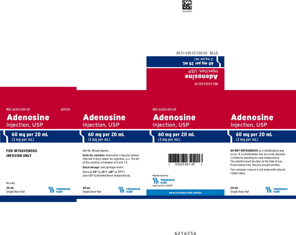 PACKAGE LABEL – PRINCIPAL DISPLAY – Adenosine 20 mL Single Dose Vial Carton Label
