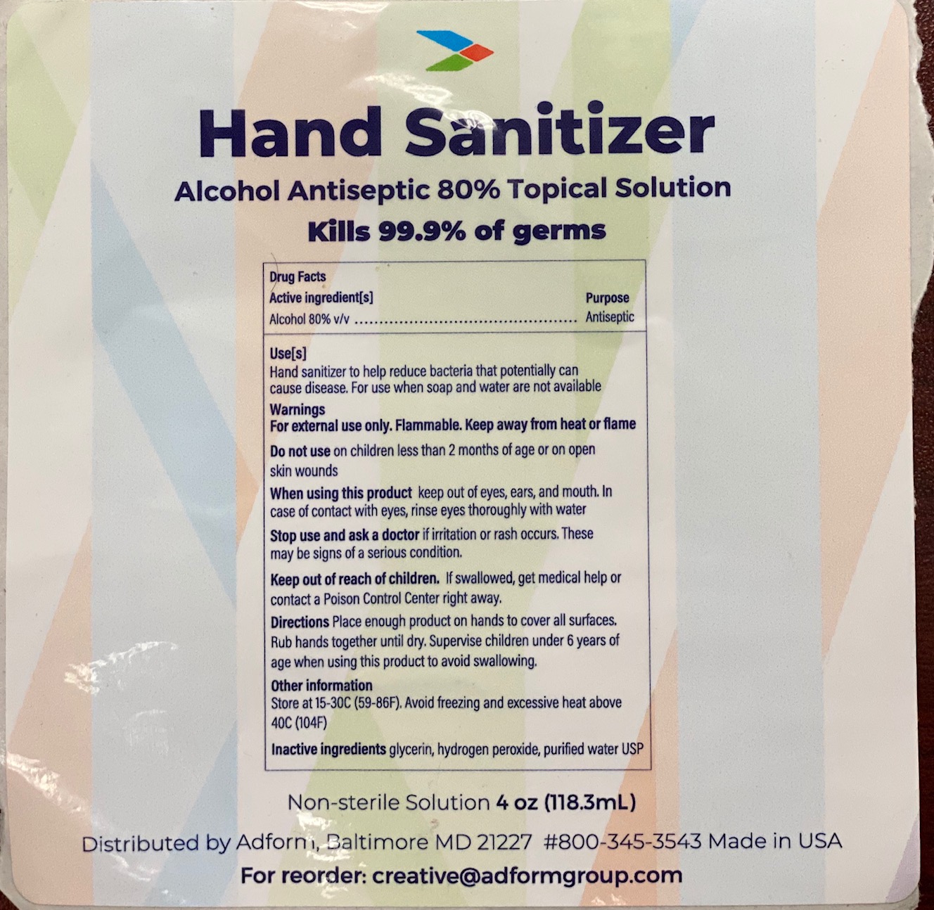 adform 4 oz sanitizer