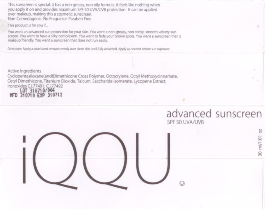 PRINCIPAL DISPLAY PANEL
IQQU Advance Sunscreen 
SPF 50 UVA/UVB
30 mL /1.01 oz