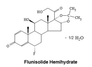 The following chemical structure for Flunisolide hemihydrate, the active component of AEROSPANTM (flunisolide HFA, 80 mcg) Inhalation Aerosol, is a corticosteroid having the chemical name 6-Fluoro-11, 16, 17, 21 –tetrahydroxylpregna-1, 4-diene-3, 20-dione cyclic-16, 17-acetal with acetone, hemihydrate.
