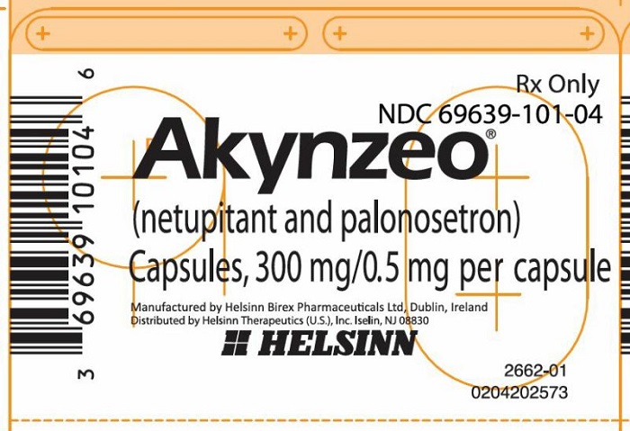 NDC 62856-796-04 Akynzeo (netupitant and palonosetron) capsules, 300mg/0.5mg