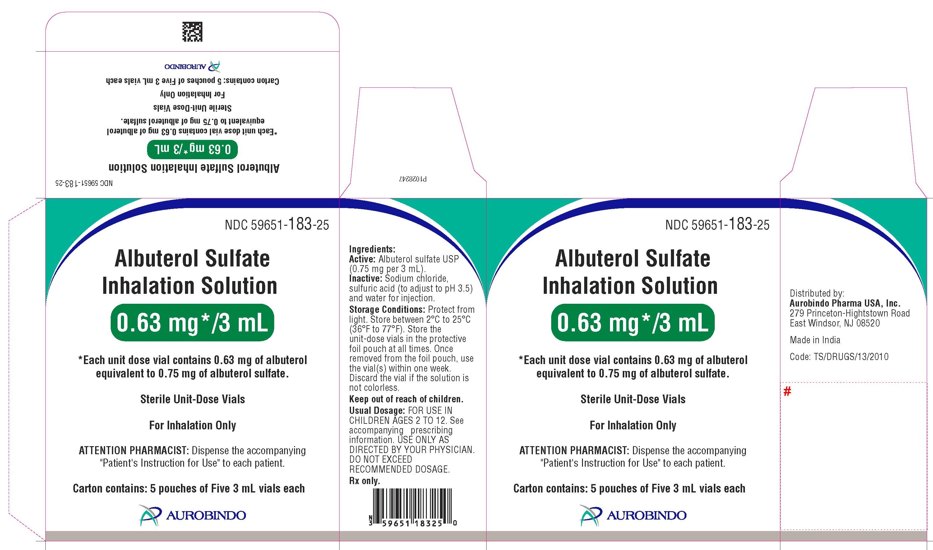 PACKAGE LABEL-PRINCIPAL DISPLAY PANEL - 0.63 mg per 3 mL – Container-Carton (25 Vials)