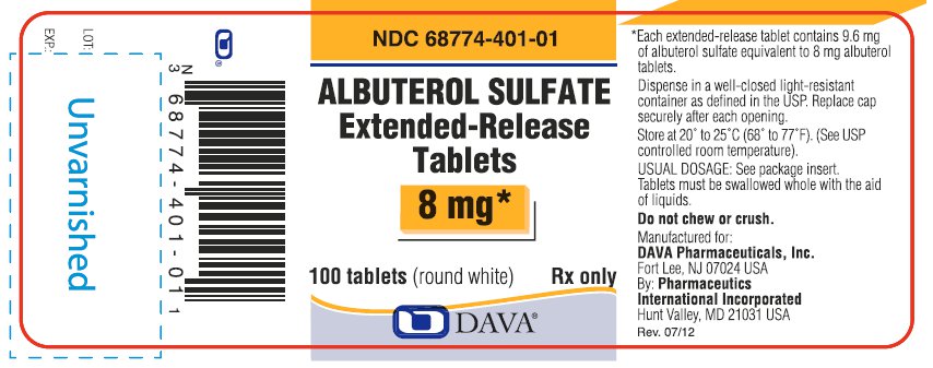 Principle Display Panel - Albuterol Sulfate 8 mg Extended-Release Tablets 100 ct bottle