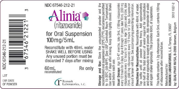 Principal Display Panel - Alinia 100mg/5mL Suspension Bottle Label