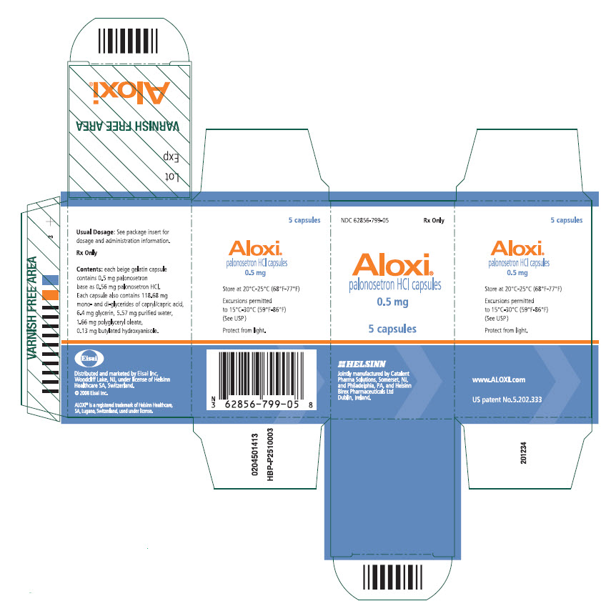 NDC 62856-799-05 Aloxi palonosetron HCI capsules 0.5 mg 5 capsules