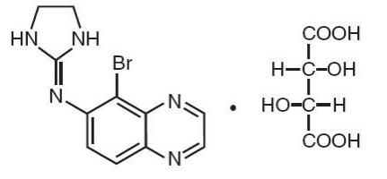 The structural formula of brimonidine tartrate is brimonidine tartrate ophthalmic solution) 0.1% or 0.15%, sterile, is a relatively selective alpha-2 adrenergic receptor agonist (topical intraocular pressure lowering agent).  
