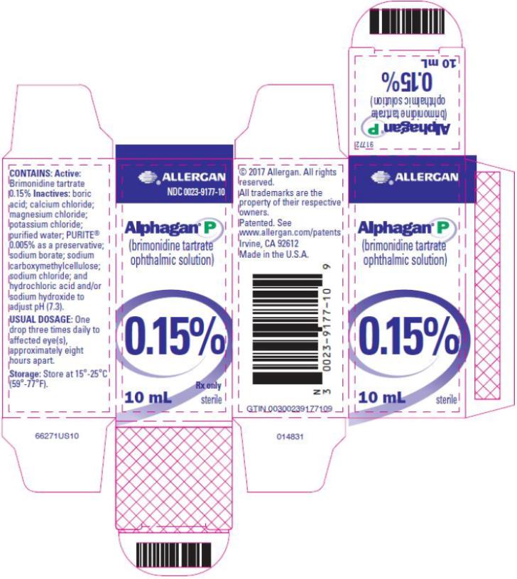 PRINCIPAL DISPLAY PANEL
ALLERGAN
NDC  0023-9177-10
Alphagan® P
(brimonidine tartrate 
ophthalmic solution) 
0.15%
10 mL
Rx only 
sterile
