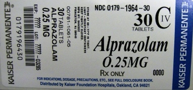 Alprazolam 0.25 mg Label- Bottle of 30's