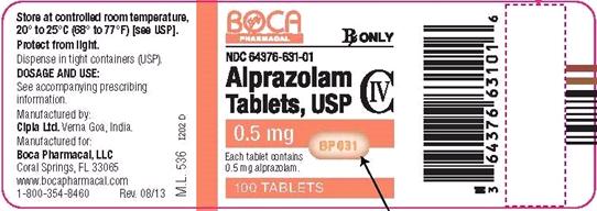 Image of the Alprazolam Tablets, USP 0.5 mg 100 Tablets label
