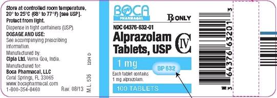 Image of the Alprazolam Tablets, USP 1 mg 100 Tablets label