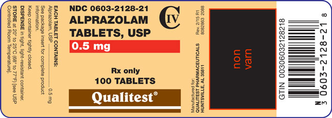 This is the image for Alprazolam Tablets, USP 0.5 mg 100 count label.