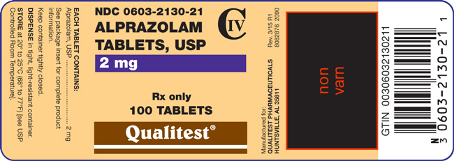 This is the image for Alprazolam Tablets, USP 2 mg 100 count label.