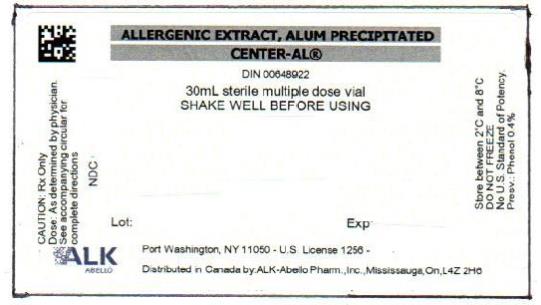 Allergenic Extract, Alum Precipitated
Center-AL
DIN 00648922
30 mL Sterile Multiple Dose Vial
