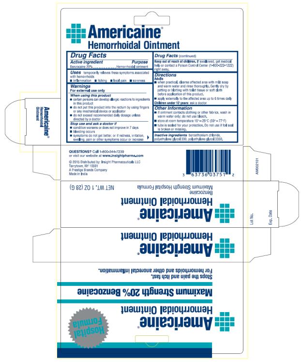 PRINCIPAL DISPLAY PANEL:

Americaine® 
Benzocaine
Hemorrhoidal Ointment

NET WT. 1 OZ (28 G)
