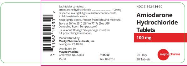 PRINCIPAL DISPLAY PANEL
NDC 51862-154-30
Amiodarone Hydrochloride
Tablets
100 mg
30 Tablets
Rx Only
