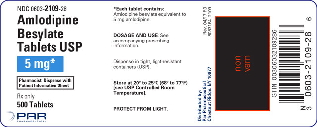 This is a label for Amlodipine Besylate Tablets USP 5 mg
