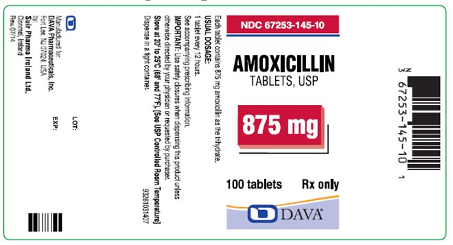 Image of the Amoxicillin Tablets, USP 875 mg 100 tablets label
