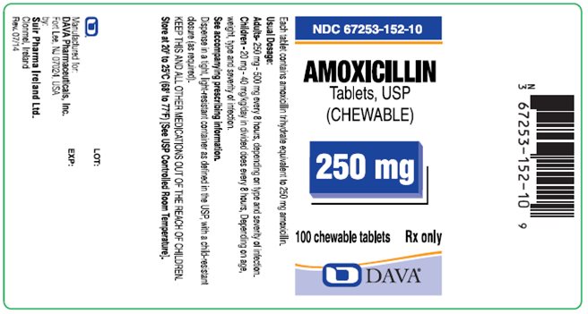 Image of the Amoxicillin Tablets, USP (Chewable) 250 mg 100 chewable tablets label