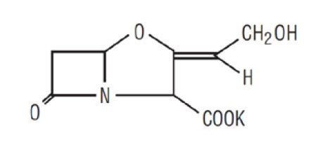 The structural formula for Clavulanic acid.