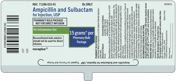 Principal Display Panel – Ampicillin and Sulbactam for Injection, USP 15 gram Bottle Label